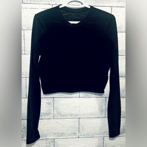 Lululemon Adore Your Core Long Sleeve Black Cropped 6 Thumbholes Semi-Sheer